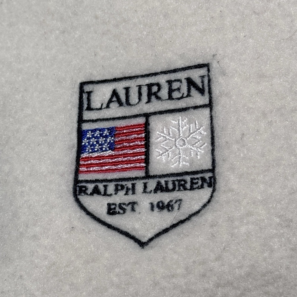 LRL Ralph Lauren Hoodie Pullover L Large USA Fleece Off White Drawstring Vintage
